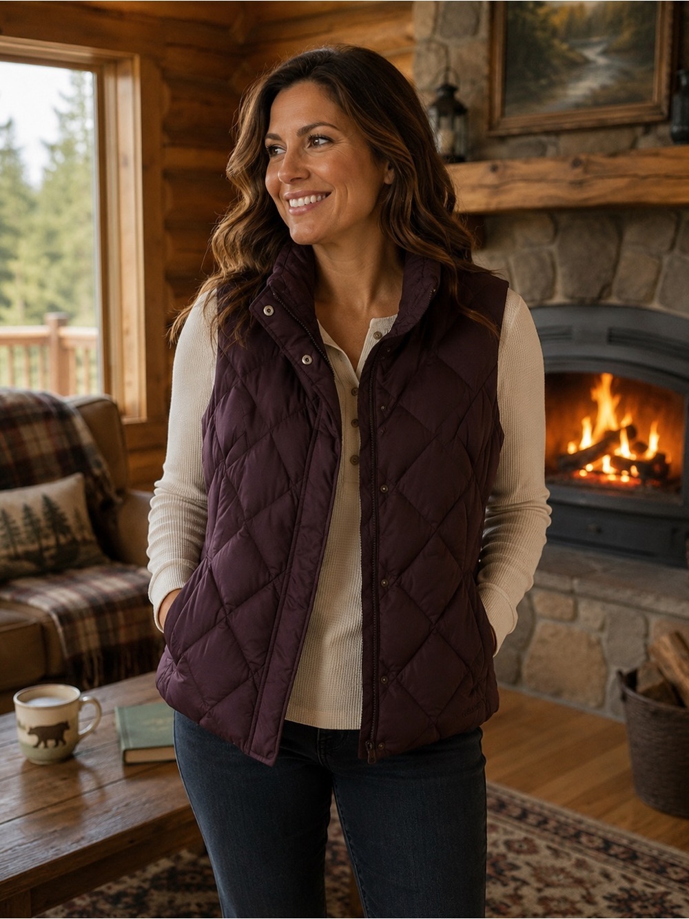 Eddie Bauer Brown goose down size large puffer vest.